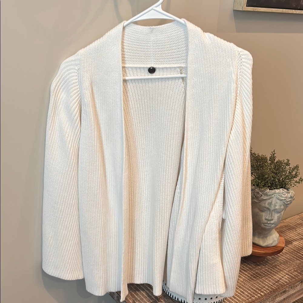 Margaret O’Leary White Open Knit Cardigan Sweater